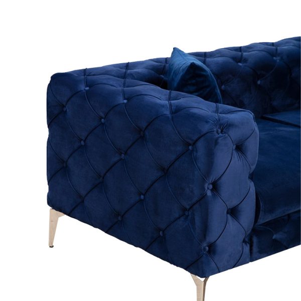 071 001353 2 2 3 seater sofa PWF-0579 pakoworld Chesterfield type fabric blue 237x90x73cmIndoor furniture > Sofas & Armchairs - Pre Order