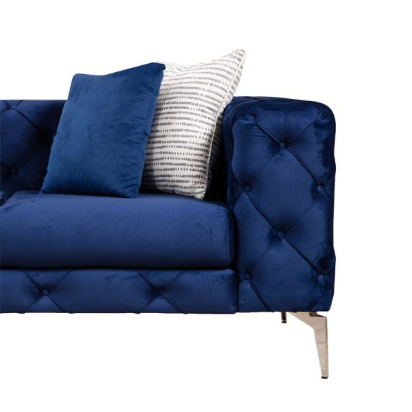 071 001353 3 2 3 seater sofa PWF-0579 pakoworld Chesterfield type fabric blue 237x90x73cmIndoor furniture > Sofas & Armchairs - Pre Order