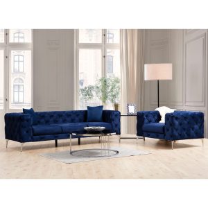 071 001353 4 2 3 seater sofa PWF-0579 pakoworld Chesterfield type fabric blue 237x90x73cmIndoor furniture > Sofas & Armchairs - Pre Order