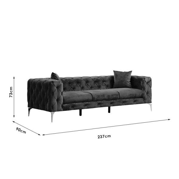 071 001354 2 4 3 seater sofa PWF-0579 pakoworld Chesterfield type fabric tile 237x90x73cmIndoor furniture > Sofas & Armchairs - Pre Order