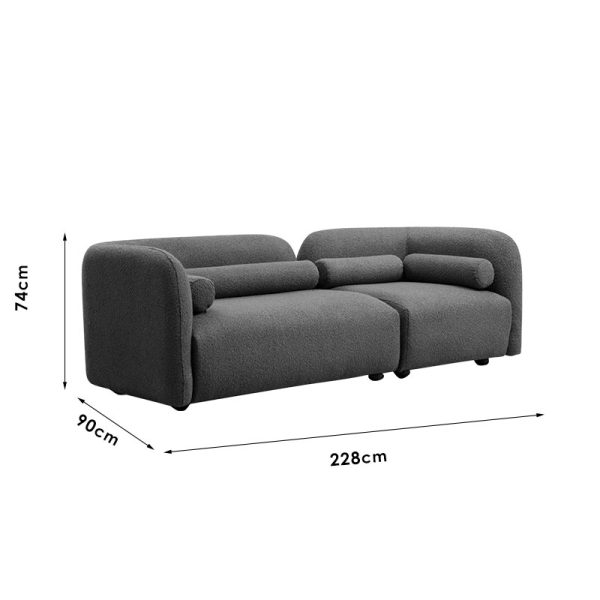 071 001405 3 2 3 seater sofa Tranquil pakoworld fabric boucle grey 228x90x74cmIndoor furniture > Sofas & Armchairs - Pre Order