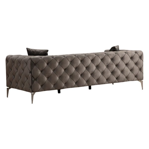 071 001429 2 2 3 seater sofa PWF-0579 pakoworld Chesterfield type fabric dark grey 237x90x73cmIndoor furniture > Sofas & Armchairs - Pre Order