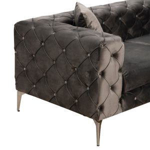 071 001429 3 2 3 seater sofa PWF-0579 pakoworld Chesterfield type fabric dark grey 237x90x73cmIndoor furniture > Sofas & Armchairs - Pre Order