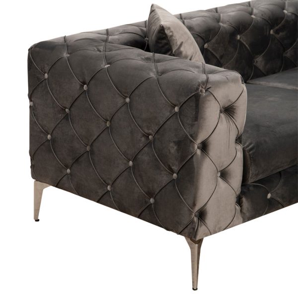 071 001429 3 2 3 seater sofa PWF-0579 pakoworld Chesterfield type fabric dark grey 237x90x73cmIndoor furniture > Sofas & Armchairs - Pre Order