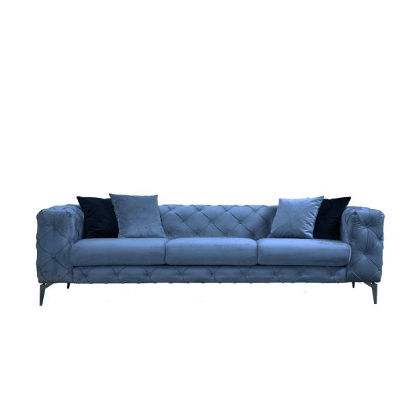071 001430 4 3 seater sofa PWF-0579 pakoworld Chesterfield type fabric light blue 237x90x73cmIndoor furniture > Sofas & Armchairs - Pre Order