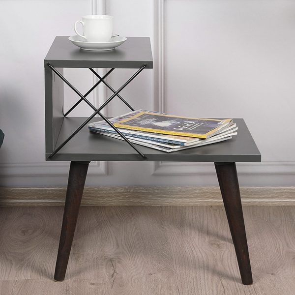 071 001531 2 4 Side table Gather pakoworld anthracite-walnut 50x40x55cmIndoor furniture > Bedside tables