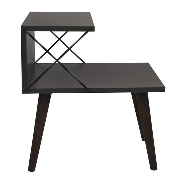071 001531 3 4 Side table Gather pakoworld anthracite-walnut 50x40x55cmIndoor furniture > Bedside tables