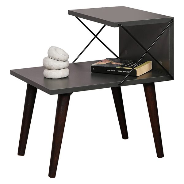 071 001531 7 Side table Gather pakoworld anthracite-walnut 50x40x55cmIndoor furniture > Bedside tables