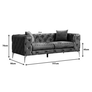 071 001564 4 2 2 seater sofa PWF-0579 pakoworld fabric in dark grey color 197x90x70cmIndoor furniture > Sofas & Armchairs - Pre Order