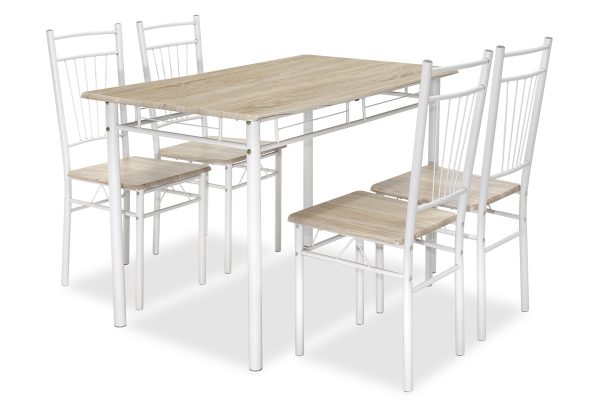 072 000001 11 Dining set Roza pakoworld 5pcs color sonoma - legs white gloss 120x70x75cmIndoor furniture > Dinning sets