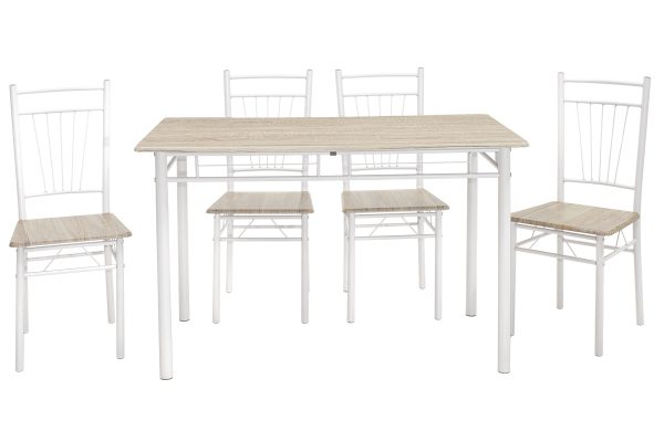 072 000001 2 8 Dining set Roza pakoworld 5pcs color sonoma - legs white gloss 120x70x75cmIndoor furniture > Dinning sets