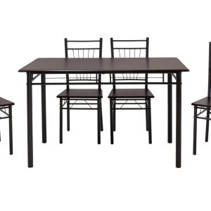 072 000002 2 4 Dining set Roza pakoworld 5pcs color dark walnut - legs black matte 120x70x75cmIndoor furniture > Dinning sets