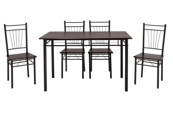 072 000002 2 4 Dining set Roza pakoworld 5pcs color dark walnut - legs black matte 120x70x75cmIndoor furniture > Dinning sets