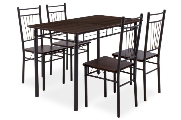 072 000002 7 Dining set Roza pakoworld 5pcs color dark walnut - legs black matte 120x70x75cmIndoor furniture > Dinning sets