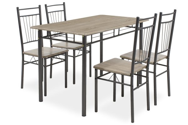 072 000003 12 Dining set Roza pakoworld 5pcs color sonoma - legs anthracite matte 120x70x75cmIndoor furniture > Dinning sets