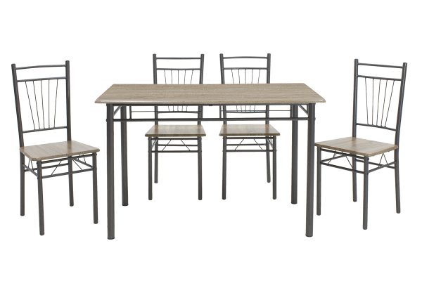 072 000003 2 9 Dining set Roza pakoworld 5pcs color sonoma - legs anthracite matte 120x70x75cmIndoor furniture > Dinning sets