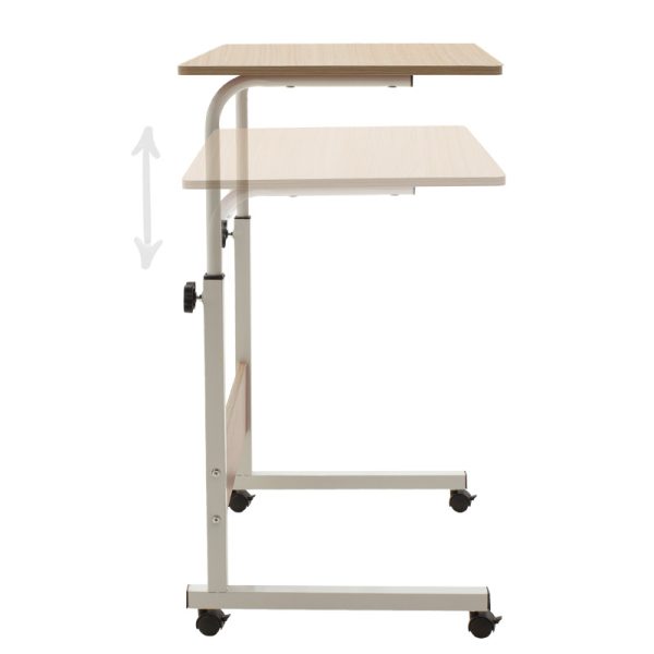 072 000024 2 8 Metalic lifting computer table Piper pakoworld MDF in light oak color 60x40x69-90cmOffice furniture > Working desk