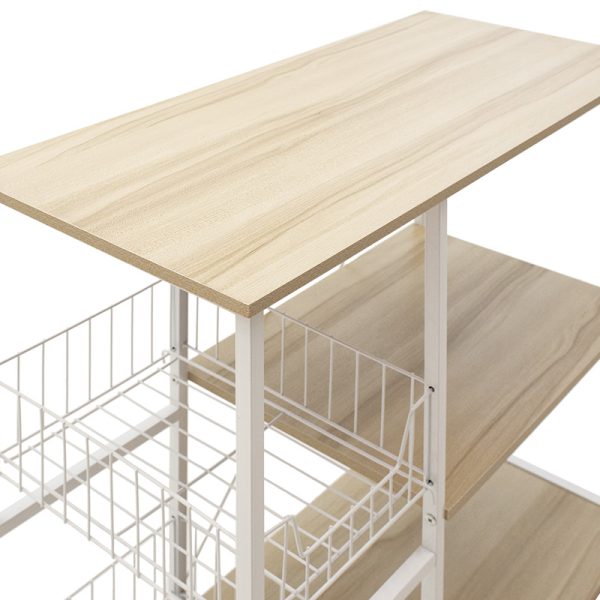 072 000034 2 9 Floor Shelf unit Noon pakoworld with MDF in white-natural color 80x34x75cmIndoor furniture > Home organization > Kitchen > Shelves