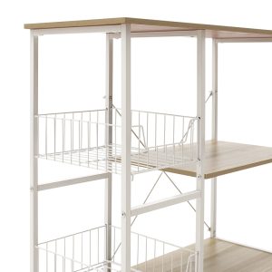 072 000034 3 9 Floor Shelf unit Noon pakoworld with MDF in white-natural color 80x34x75cmIndoor furniture > Home organization > Kitchen > Shelves