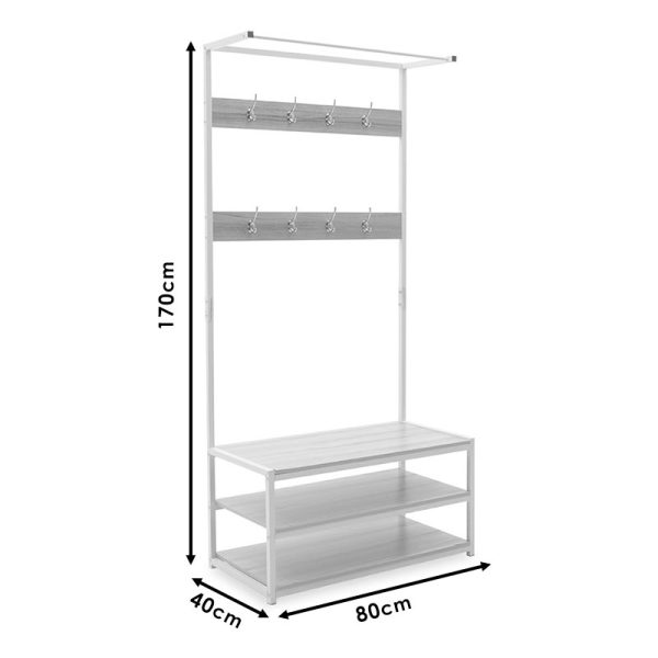 072 000036 4 7 Entrance unit Ralph pakoworld MDF in white-oak color 80x40x170cmIndoor furniture > Entrance furniture