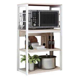 072 000042 10 Floor rack Wille pakoworld metal white-natural 50x30x99cmIndoor furniture > Home organization > Kitchen > Shelves
