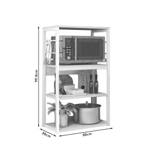 072 000042 3 9 Floor rack Wille pakoworld metal white-natural 50x30x99cmIndoor furniture > Home organization > Kitchen > Shelves