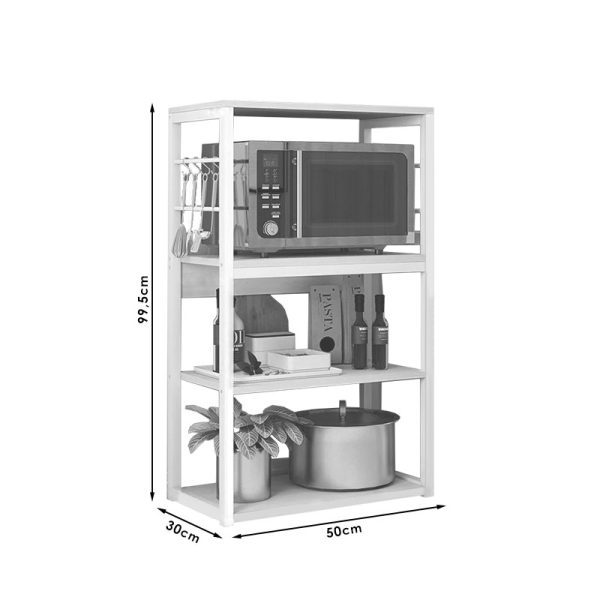 072 000042 3 9 Floor rack Wille pakoworld metal white-natural 50x30x99cmIndoor furniture > Home organization > Kitchen > Shelves