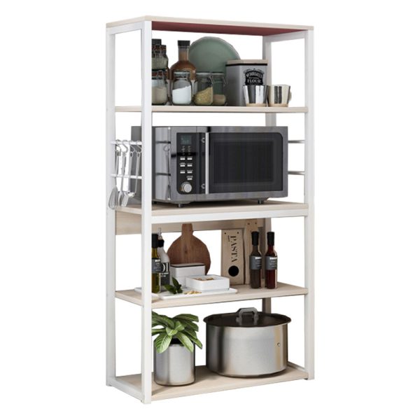 072 000043 15 Floor shelf unit Tace pakoworld metallic in white-natural color 50x30x129cmIndoor furniture > Home organization > Kitchen > Shelves