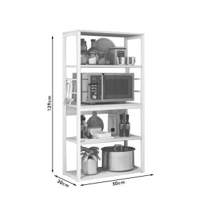 072 000043 2 14 Floor shelf unit Tace pakoworld metallic in white-natural color 50x30x129cmIndoor furniture > Home organization > Kitchen > Shelves
