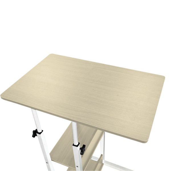 072 000049 3 13 Babs pakoworld side table on wheels in white-natural color 60x40x71-92cmIndoor furniture > Tables auxiliary