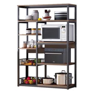 072 000055 14 Floor rack Leena pakoworld metal dark walnut-black 80x30x142cmIndoor furniture > Home organization > Kitchen > Shelves