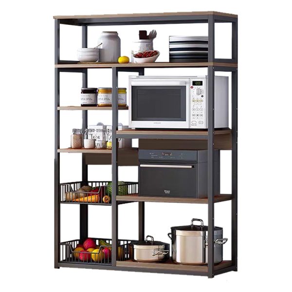 072 000055 14 Floor rack Leena pakoworld metal dark walnut-black 80x30x142cmIndoor furniture > Home organization > Kitchen > Shelves