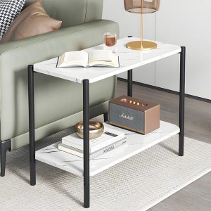 072 000065 2 2 Side table Mara MDF white marble-black 80x40x55cmSPRING OFFERS