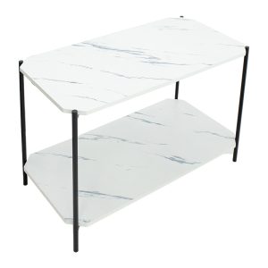 072 000065 4 2 Side table Mara MDF white marble-black 80x40x55cmSPRING OFFERS