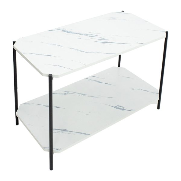 072 000065 4 2 Side table Mara MDF white marble-black 80x40x55cmSPRING OFFERS