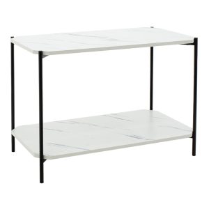 072 000065 5 Side table Mara MDF white marble-black 80x40x55cmSPRING OFFERS