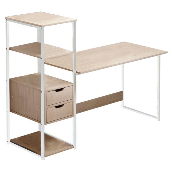 072 000069 9 Zayn ΙΙ pakoworld desk with shelf-MDF natural-white 107x40x110cmOffice furniture > Working desk