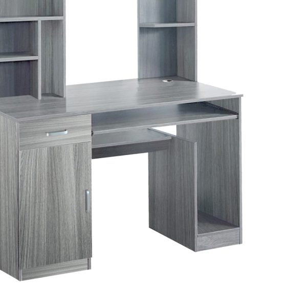 072 000089 2 3 Computer desk-bookcase Novelty pakoworld grey-oak 120x55x182cmOffice furniture > Working desk