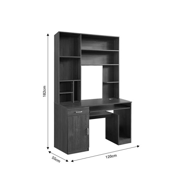 072 000089 3 3 Computer desk-bookcase Novelty pakoworld grey-oak 120x55x182cmOffice furniture > Working desk