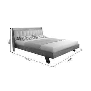 072 000092 4 7 Frankly pakoworld double oak-white pu bed 150x200cmIndoor furniture > Beds