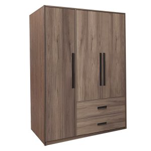 072 000097 10 3-door wardrope Edritte pakoworld with drawers light walnut 120x52x195cmIndoor furniture > Wardrobes