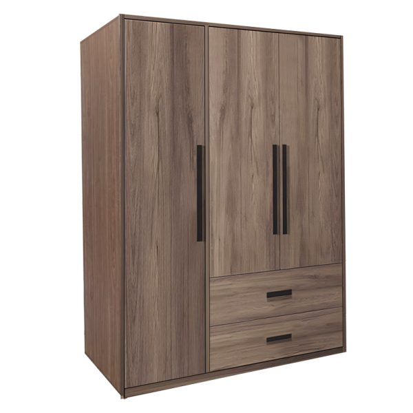 072 000097 10 3-door wardrope Edritte pakoworld with drawers light walnut 120x52x195cmIndoor furniture > Wardrobes