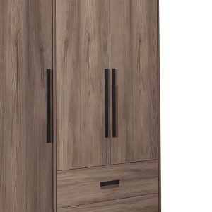 072 000097 2 7 3-door wardrope Edritte pakoworld with drawers light walnut 120x52x195cmIndoor furniture > Wardrobes