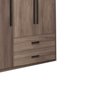 072 000097 3 7 3-door wardrope Edritte pakoworld with drawers light walnut 120x52x195cmIndoor furniture > Wardrobes