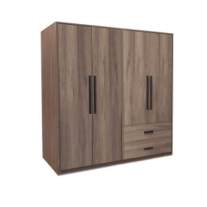 072 000098 12 4-door wardrope Edritte pakoworld with drawers light walnut 160x52x195cmIndoor furniture > Wardrobes