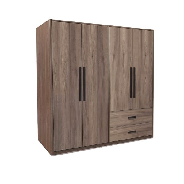 072 000098 12 4-door wardrope Edritte pakoworld with drawers light walnut 160x52x195cmIndoor furniture > Wardrobes