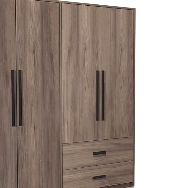 072 000098 2 9 4-door wardrope Edritte pakoworld with drawers light walnut 160x52x195cmIndoor furniture > Wardrobes
