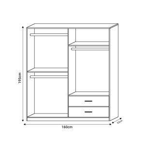 072 000098 4 9 4-door wardrope Edritte pakoworld with drawers light walnut 160x52x195cmIndoor furniture > Wardrobes