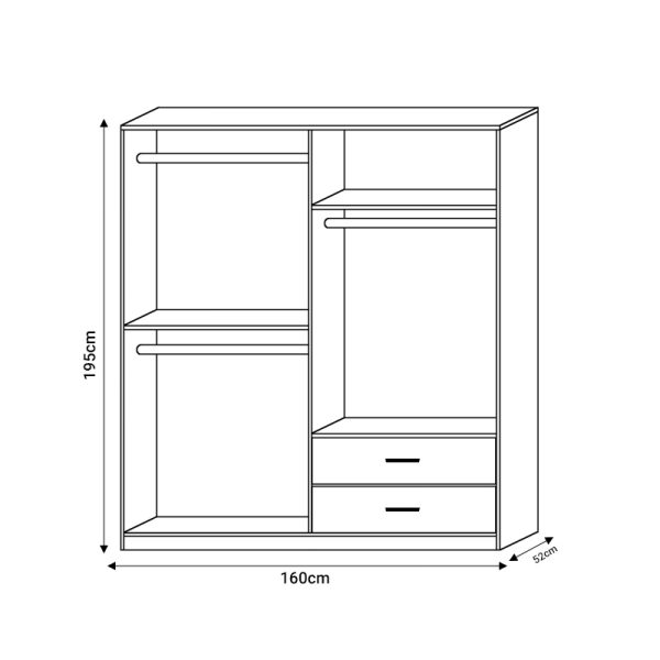 072 000098 4 9 4-door wardrope Edritte pakoworld with drawers light walnut 160x52x195cmIndoor furniture > Wardrobes