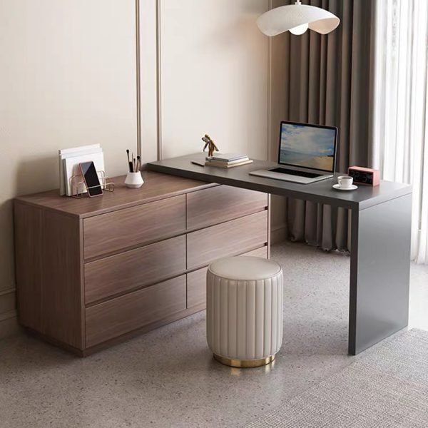 072 000108 2 5 Multifunctional desk with integrated drawer unit, Reaze pakoworld MDF in light walnut-anthracite color 120x50x73.5 cm.Office furniture > Working desk